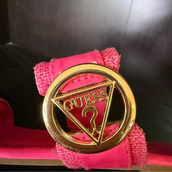Guess Los Angeles Fuchsia and Gold Logo Flat Sandals - Picture 4 of 7